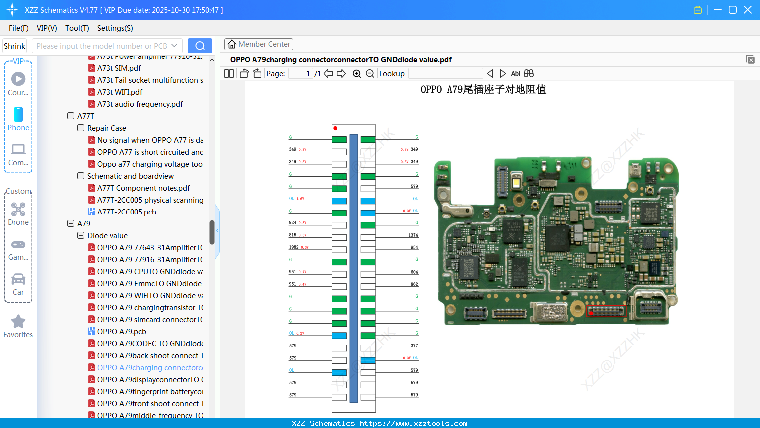 OPPO A79charging ConnectorconnectorTO GNDdiode Value